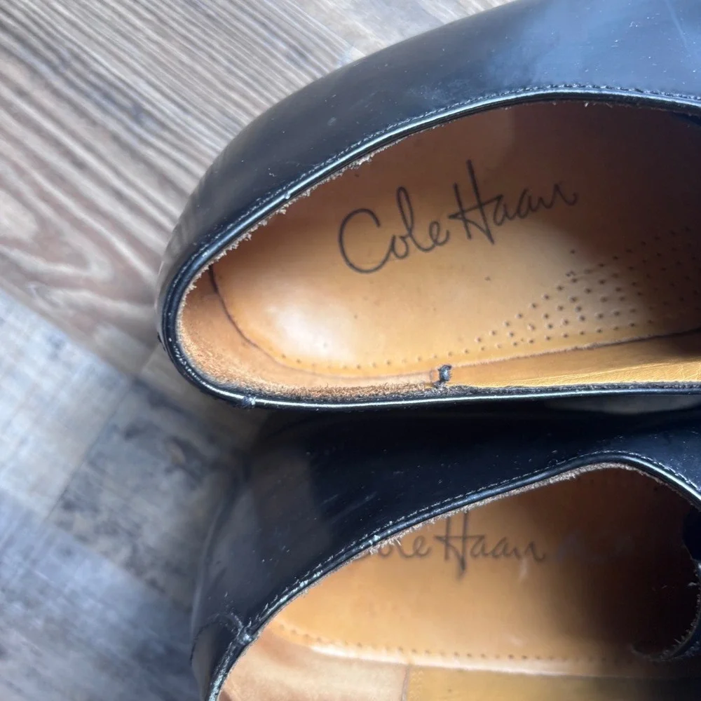 Cole Haan Black Leather Cap Toe Derby Dress Shoes Goodyear Welt 12D